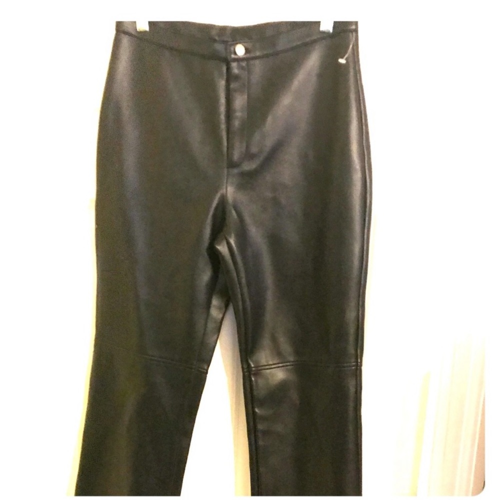 One Step Up Soft Faux Leather Lined Leggings BLACK Medium NIP